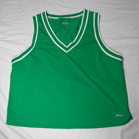 Prince Tops - Prince Women's XL V-Neck Sleeveless Tennis‎ Pickleball Tank Top Green White